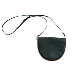 MARCUS FIRENZE Black Leather Crossbody Shoulder Bag Purse Handbag Made in Italy